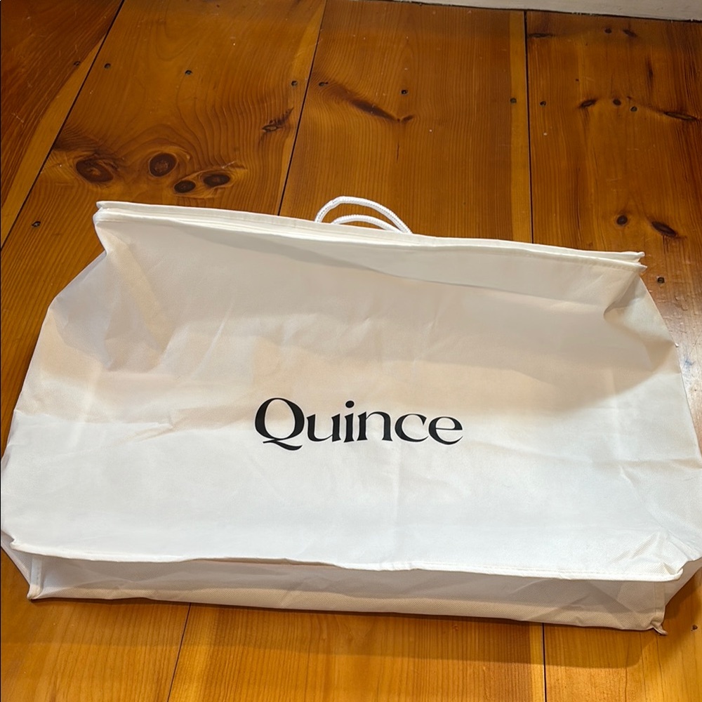 QUINCE Large Ivory Storage Bag Zip Top Handles